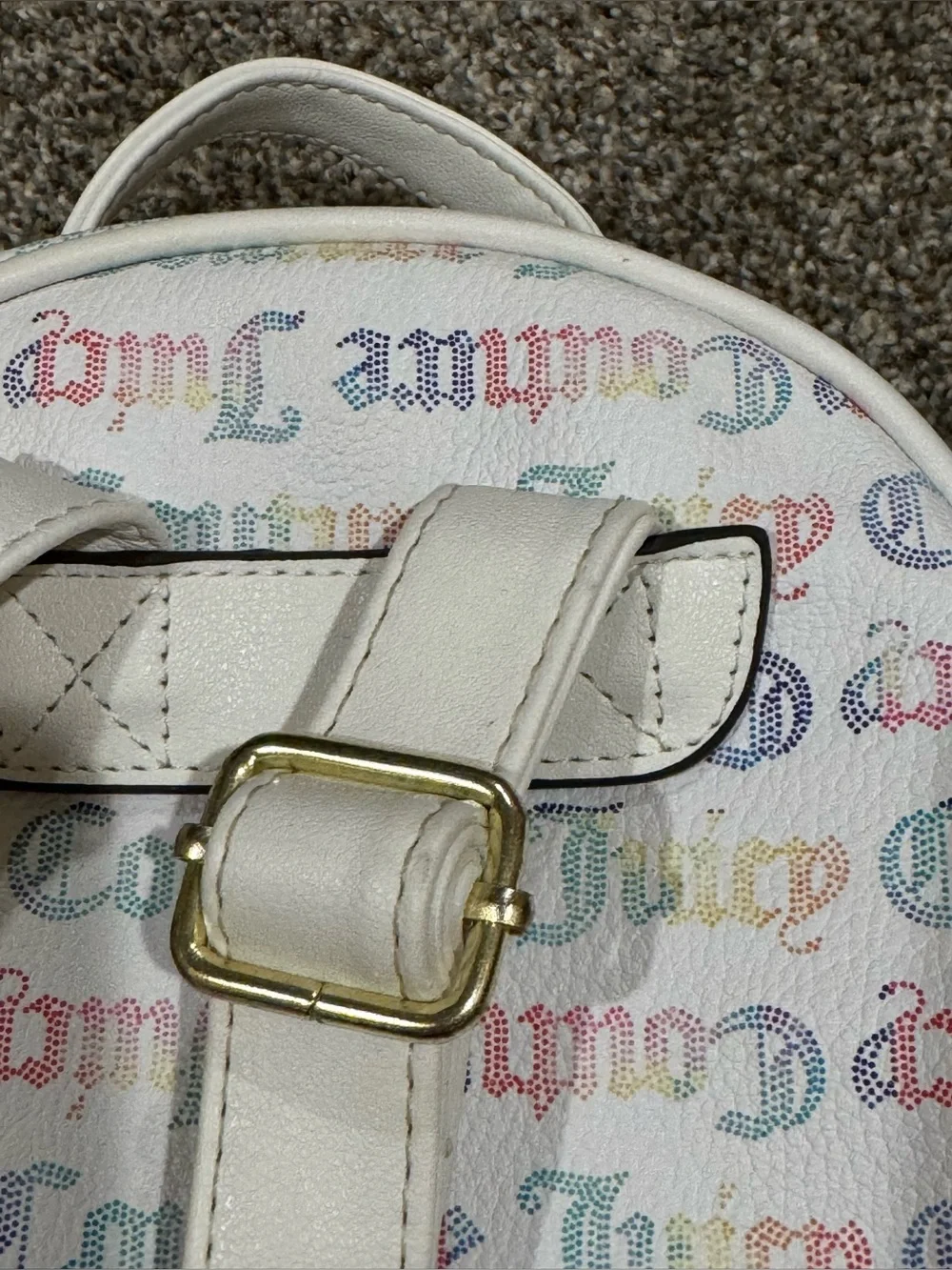 Juicy Couture White Multicolor Monogram Logo Backpack